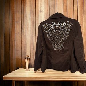 Chico’s Brown Beaded Jacket Size3